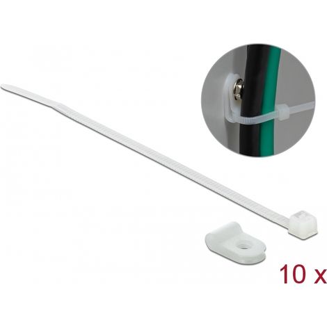 Delock Abrazadera de montaje de 3,2 mm con sujetacables LA 100 x AN 2,5 mm blanco