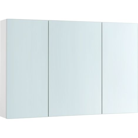 Vasagle – Armoire murale salle de bain avec miroir – 3 portes – 15 x 90 x 60 cm – Étagères réglables – Panneau d’aggloméré blanc
