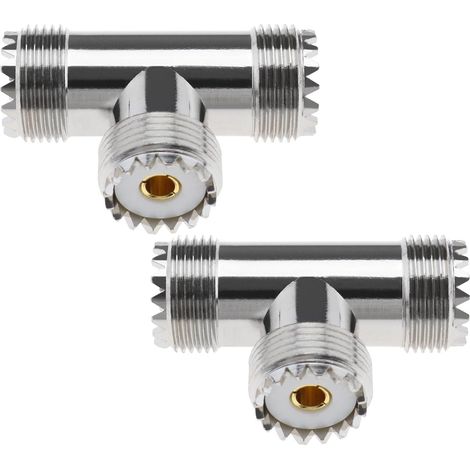 2pcs UHF Femelle à Double UHF Femelle Triple Connecteur en T PL259 Adaptateur 3 Voies Accessoires Remplacement pour Antennes FPV CB Radio Scanner (1/5)