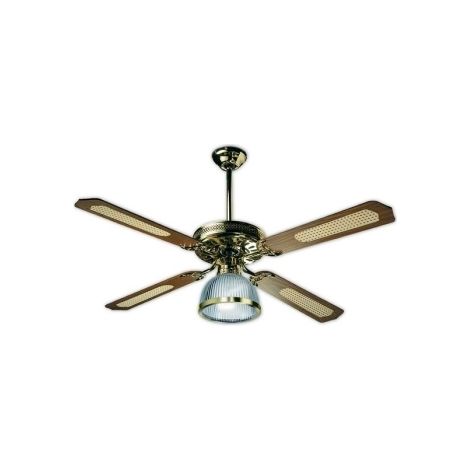 Ventilatore da soffitto in legno noce scuro 1 lampada - Mod. Marco Polo