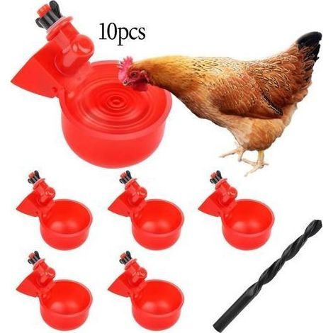 Aiperq Paar – Automatische Geflügeltränke – Set mit 10 ABS-Kunststoffnäpfen – Einfache Montage mit Bohrmaschine – Für Hühner, Enten und Wachteln (1/5)