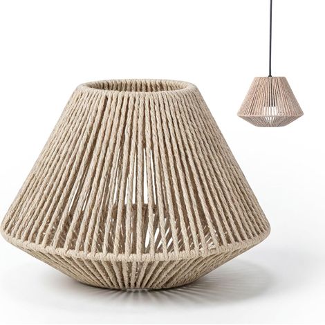 Abat-jour bohème en rotin : abat-jour en rotin, petit abat-jour E27 pour lampe de table, suspension, plafonnier, lampadaire, abat-jour en papier, abat-jour de rechange, lanterne vintage en osier pour (1/5)