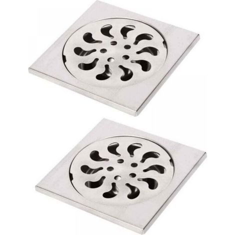 10x10x30mm 2pcs Siphon de Sol Acier Inoxydable, Grille de Douche Carrée Filtre de Douche Drain de Douche Attrape Cheveux pour Salle