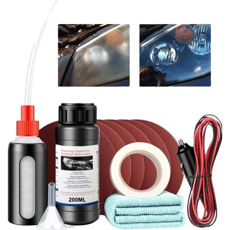 Scheinwerfer-Restaurierungsset, Flüssigpolymer, 100ML, 200ML, Kompatibel mit den meisten Scheinwerfertypen, Ungiftige Formulierung (1/5)