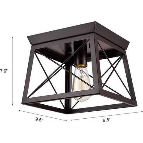 Plafonnier cage noir métal, pour ampoule e27 de max 60w (1/5)