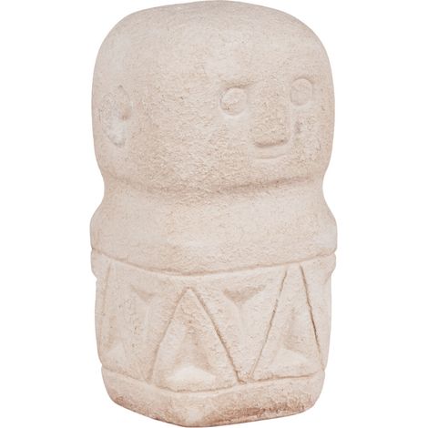 Statuetta decorativa in cemento beige con motivo tribale 5,5x10 cm