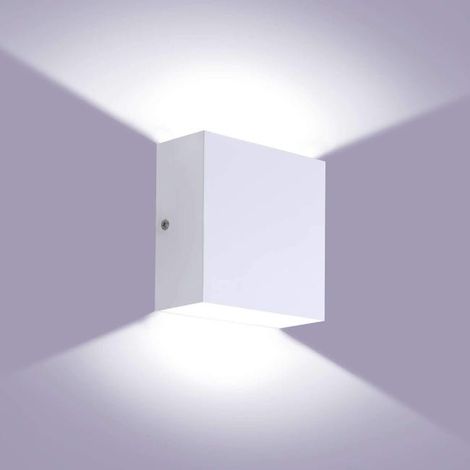Moderne quadratische Wandleuchte für den Innenbereich, dimmbare LED-Leuchte, weißes Licht, weißes Gehäuse, 10 x 10 x 5 cm (Schalter nicht im Lieferumfang enthalten). (1/5)