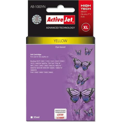 Activejet AB-1000YN ink (replacement for Brother LC1000/LC970Y 36 ml yellow)
