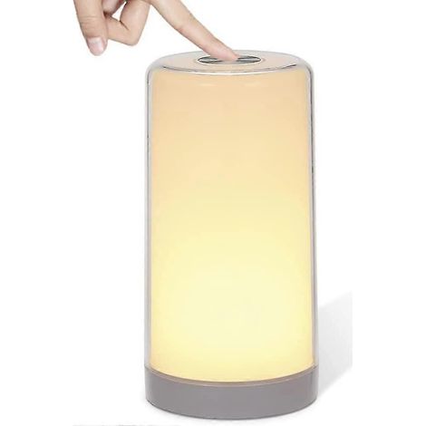 Lampe tactile Heilwiy, lampe de chevet avec lumière blanche chaude à intensité variable, Heilwiy blanche, Heilwiy 256 couleurs RGB changeantes (cadeau). (1/4)