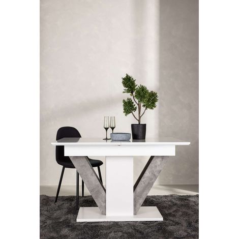 Disa table de salle à manger 80x120cm, extenstible avec plateaux supplémentaires blanc. (1/5)