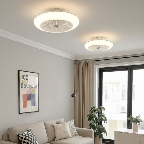Ventilatore da soffitto LED silenzioso Lampada da soffitto ventilatore da camera da letto, funzione memoria, 18 watt LED 1400lm 3000K, DxH 30x12 cm, set da 2