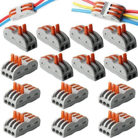 Bornes de Connexion Automatique, Rapide Connecteur de Fil de Câble, Connecteur à Ecrou à Levier, Assortiment de Conducteurs Connecteurs de Fils Compacts (SPL-2/10 Pièces, SPL-3/10Pièces) (1/5)
