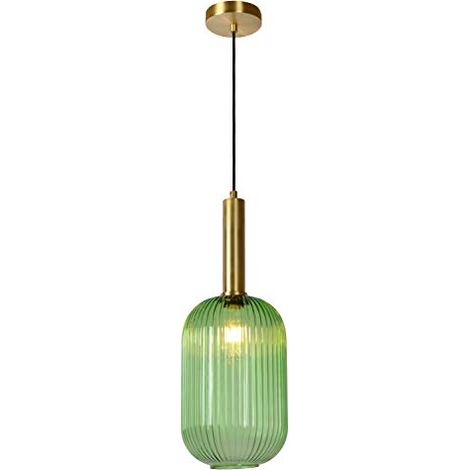 Lucide - Lampadario a sospensione, 40 W, colore: Verde, ottone satinato (1/4)