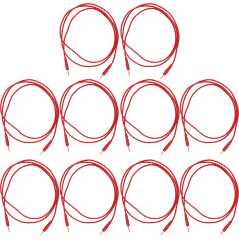 10 câbles de test à fiches banane mâles soudées, 0,44 mm² rouge, pour usage domestique et industriel (1/5)