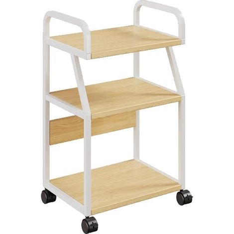 Support imprimante sur roulettes 3 etageres bois clair (1/5)