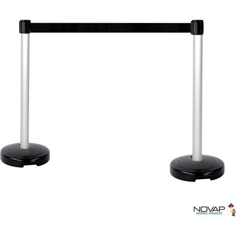 Kit 2 Poteaux PVC Gris sur socle 9kg à lester avec tête à sangle Noir 3m x 50mm et tête réceptrice - 2800099
