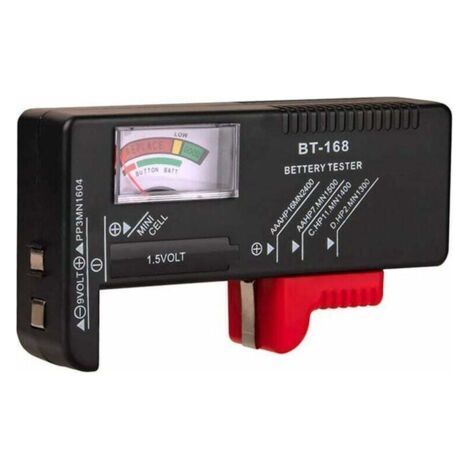 Comprobador de baterías, comprobador de voltaje de baterías, comprobador para pilas de botón AA/AAA/C/D/9V/1.5V, pantalla LCD universal (1/4)