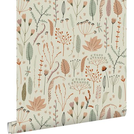 papier peint fleurs des champs bleu gris - ESTAhome (1/5)