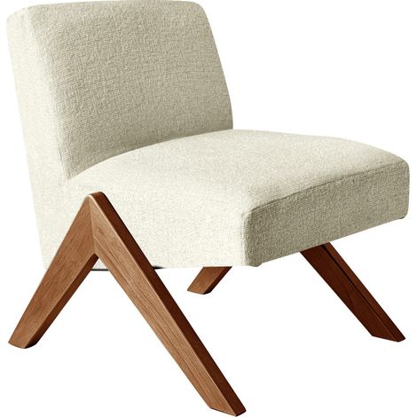 Fauteuil en tissu pieds bois - Beige chiné - Vinto (1/5)