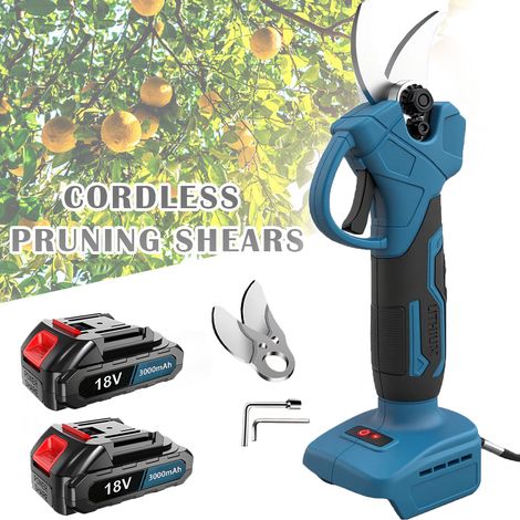 Sécateur électrique sans fil 30mm, coupe-ciseaux, sécateur + 2 batteries 3,0a + chargeur, Compatible avec la batterie Makita