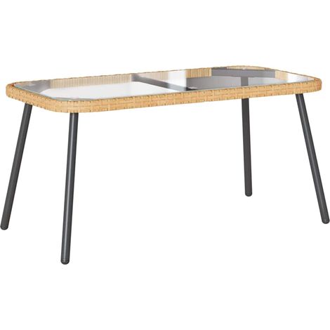 Table basse,Table d'appoint,Table de Salon Marron et Noir 90 x 45 x 43 cm Poly Rattan et verre CFW57858 (1/5)