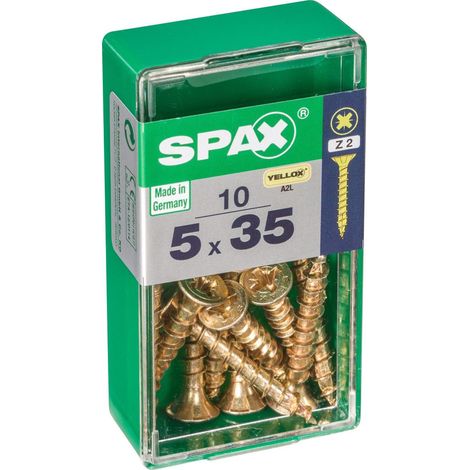 Caja de 10 unidades de tornillo para madera con cabeza plana en Yellox 5,0x35mm Spax (1/5)