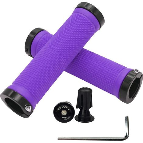 Fahrradgriffe Violett rutschfest Gummi mit Aluminium-Endkappen für MTB/BMX (1/5)