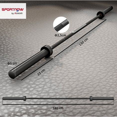 Barre olympique 180 cm en acier, charge 200 kg, noire DESVIAE (1/3)