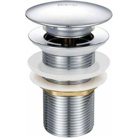 AGE Bonde de lavabo pop-up sans trop-plein –Laiton chromé –Mécanisme bouton poussoir –Diamètre 66mm –Hauteur 78mm –Raccord G 1-1/4 (1/5)
