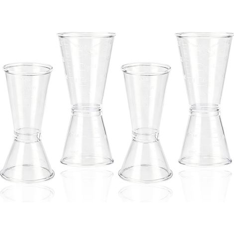 Lot de 4 Doseur Cocktail en Plastique PS, Verre Doseur Double Face 10/20ml et 20/40ml, Jigger Professionnel pour Alcool et Spiritueux, Accessoire de Bar pour Mixologie Précise (1/5)
