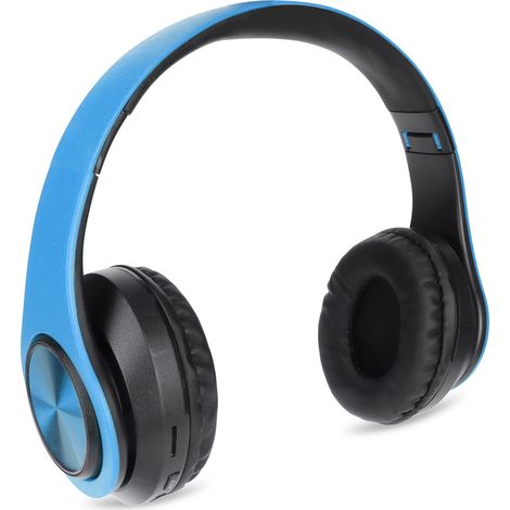 Kabelloser Stereo-Kopfhörer mit Geräuschunterdrückung, faltbar, Bluetooth, für Mobiltelefon, PC, Reisen und Gaming, blau und schwarz. Kompatibel mit Smartphones und PCs. (1/5)