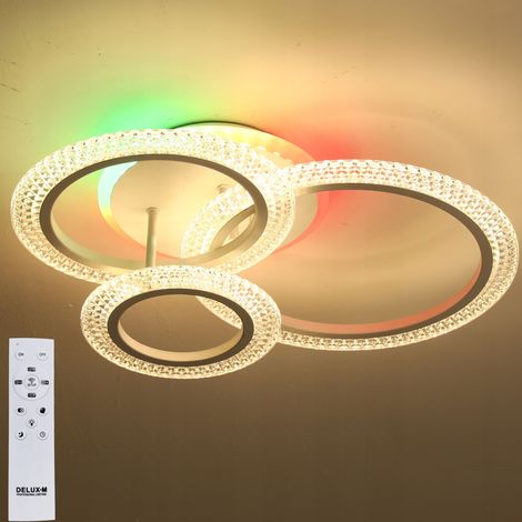 Moderne weiße RGB-Hängeleuchte, Kronleuchter, LED-Deckenleuchte, Fernbedienung, 46 W (1/5)