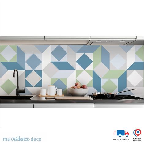 Crédence : Géométrie et Vasarely - Couleur Bleu Pastel - Alu composite - 120 - 60 (1/3)