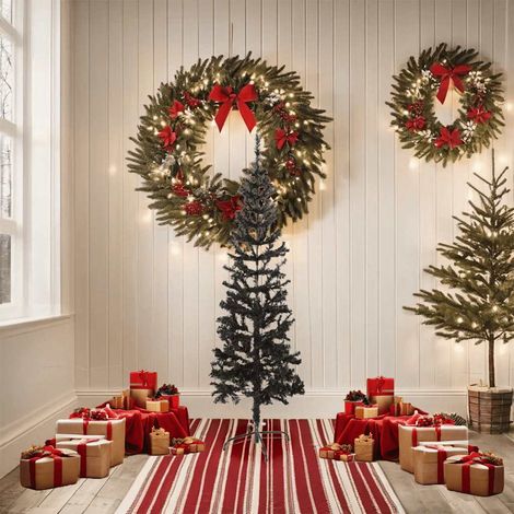 Schmaler Weihnachtsbaum Schwarz 150 cm