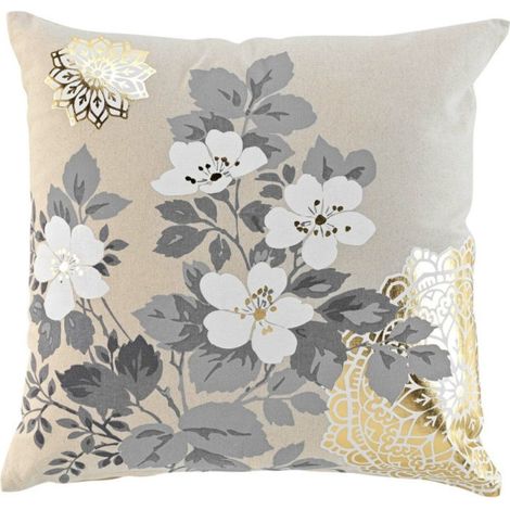 Coussin Déco Imprimé "Daya" 45x45cm Beige & Or (1/5)