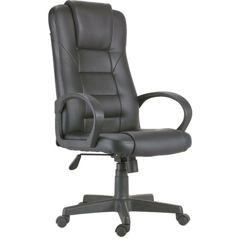 Chaise de bureau pivotante en similicuir noir, 64x126x55 cm (1/5)