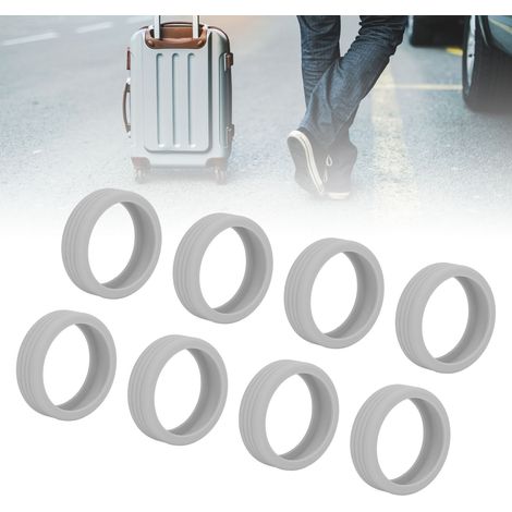 Lot de 8 housses de protection en silicone pour valises, protection efficace contre le bruit, étanche, gris,DUBUNS (1/4)