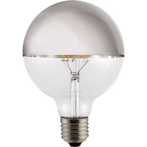 Lampadina LED G95 argento da 8W con effetto specchio