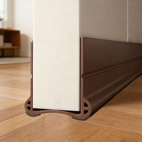 Bande de porte pour portes 93cm, Joint de Porte en Silicone, autocollant pour économie d'énergie, Peut être Coupé Librement, Boudin de Porte pour Isolation Acoustique(Marron)