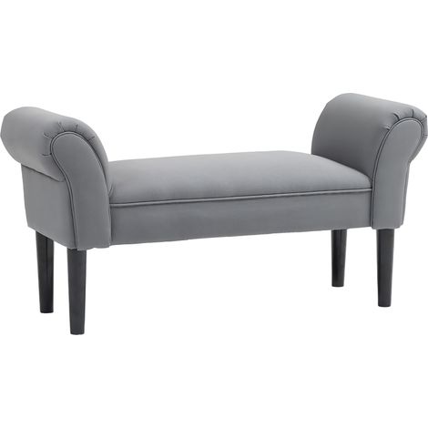 Banc rembourré pour chambre et entrée en MDF et bois gris foncé 102 x 36 x 51 cm (1/4)