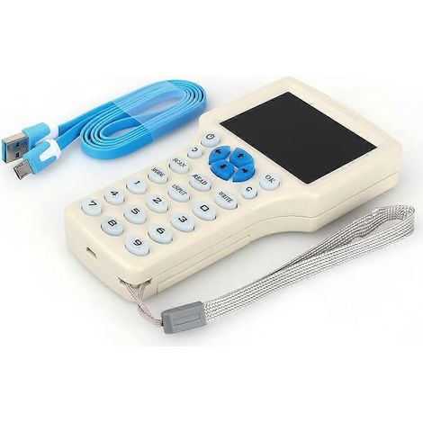 9-Frequenz-Kopierer mit verschlüsselter NFC-Smartcard-RFID-Technologie, ID/IC-Lese- und Schreibgerät inklusive USB-Kabel, Weiß