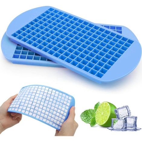 Bardusch - Lot de 2 à 160 petits bacs à glaçons en silicone pour whisky, cocktails, bouteilles d'eau – Sans BPA, flexible et empilable (bleu) (1/5)