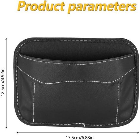 1 Organisateur de siège auto, autocollant, en cuir PU, poche latérale pour téléphone et clés, accessoire de rangement intérieur (1/5)