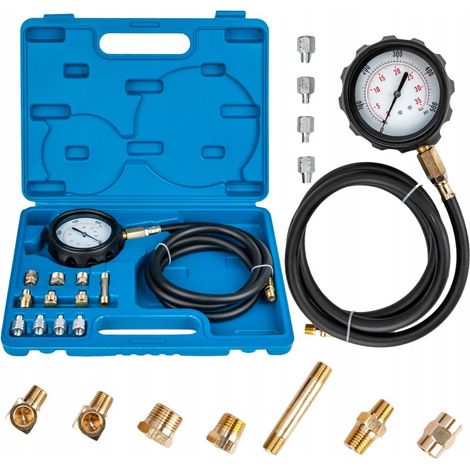Set di 12 pezzi per il test della pressione dell'olio, per motori diesel e benzina, con manometro.
