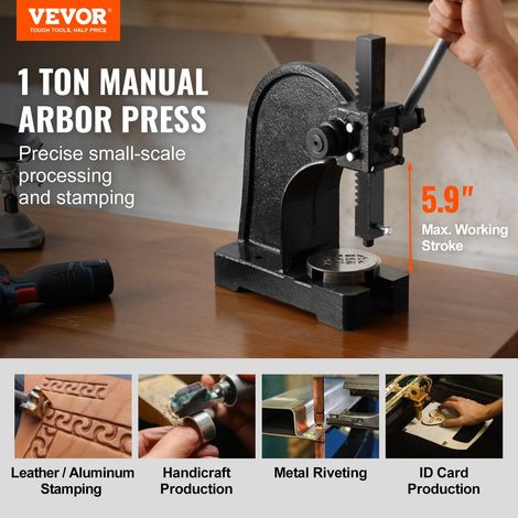 Presse à Crémaillère, Presse à Arbre Manuelle de 1 tonne, Hauteur Maximale de 150 mm, Presse Manuelle de Précision Robuste en Fonte, pour l'Estampage, le Pliage, l'Étirement et le Formage (1/5)