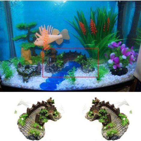 Ornement Aquarium - Pont Arche En Résine - Décor Paysage Pour Bassin Poissons - 19 x 8,5 x 7 cm - 1 Pièce (1/4)