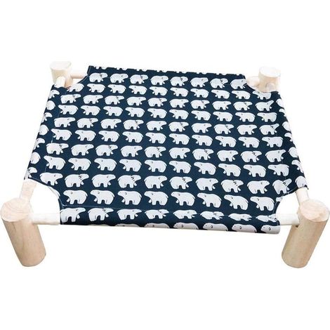 1 lit en toile pour animaux, cadre en pin massif, hamac surélevé respirant, pour chien et chat jusqu'à 17,5 kg