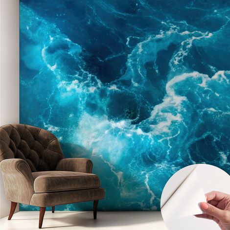 Papier peint adhésif avec colle pour décoration moderne de salon chambre à coucher cuisine et bureau Facile Tourbillons marins 250x250 cm (1/5)