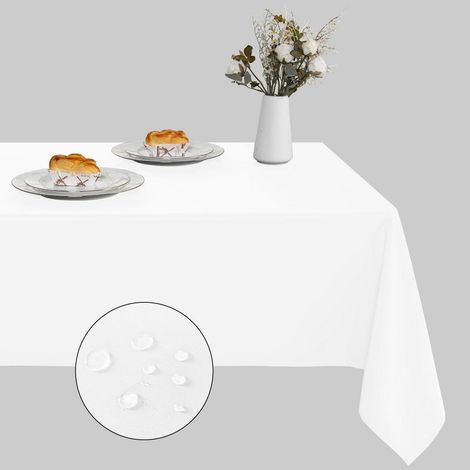 Nappe lavable Blanc 140x240 cm, anti-taches, facile d'entretien, rectangulaire
