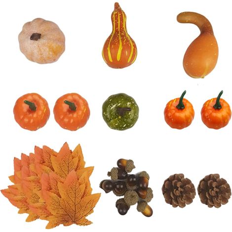 Citrouilles festives en tissu avec feuilles d'érable en soie, pommes de pin, pour Halloween, automne, intérieur et extérieur, décorations de citrouille, accessoires d'installation facile (1/5)